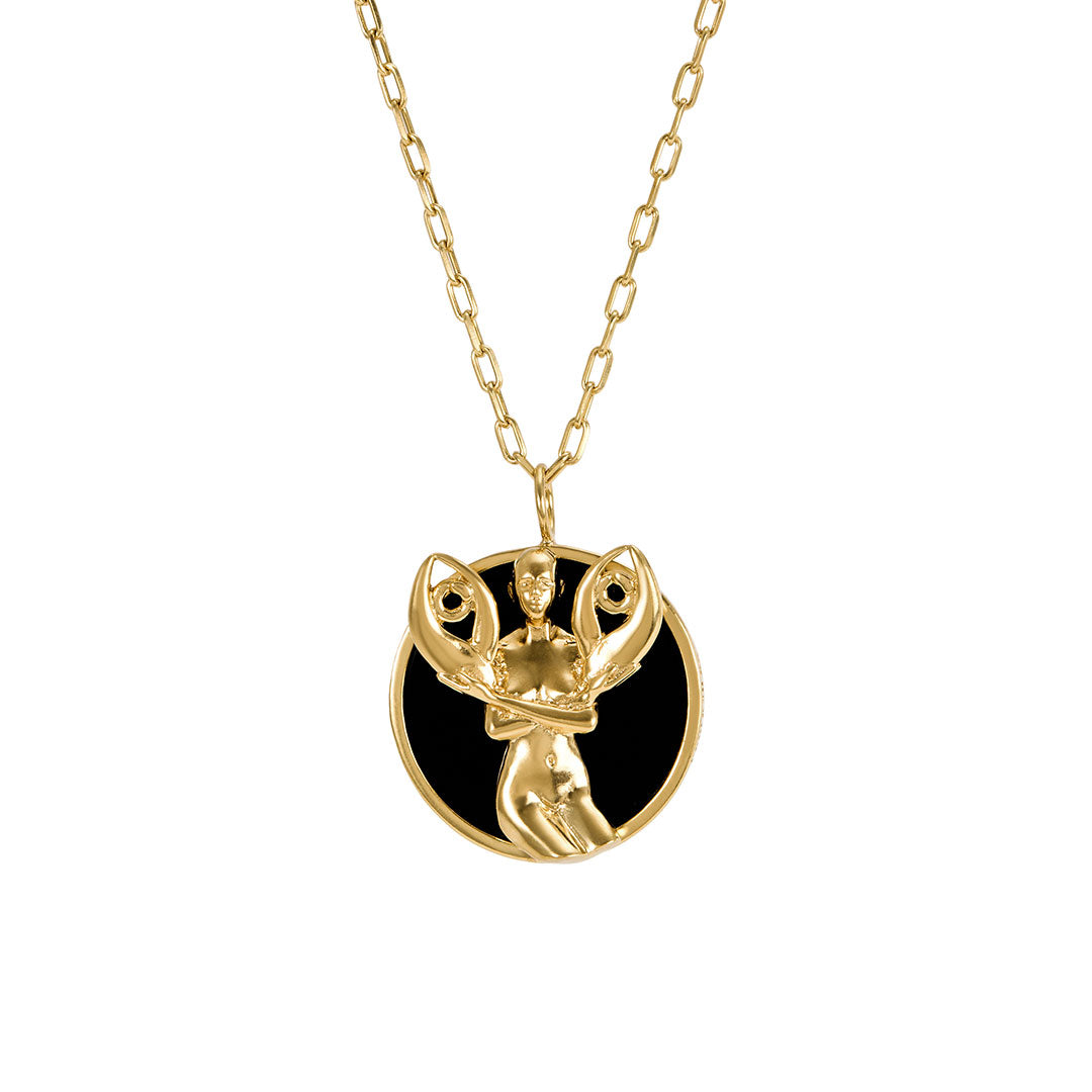 Cancer sign necklace in sterling silver with 18k gold plating