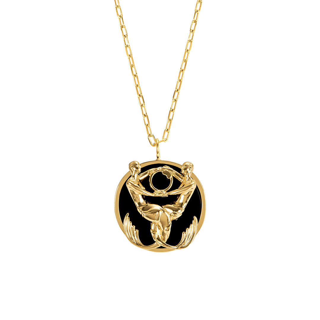 Pisces sign necklace in sterling silver with 18k gold plating