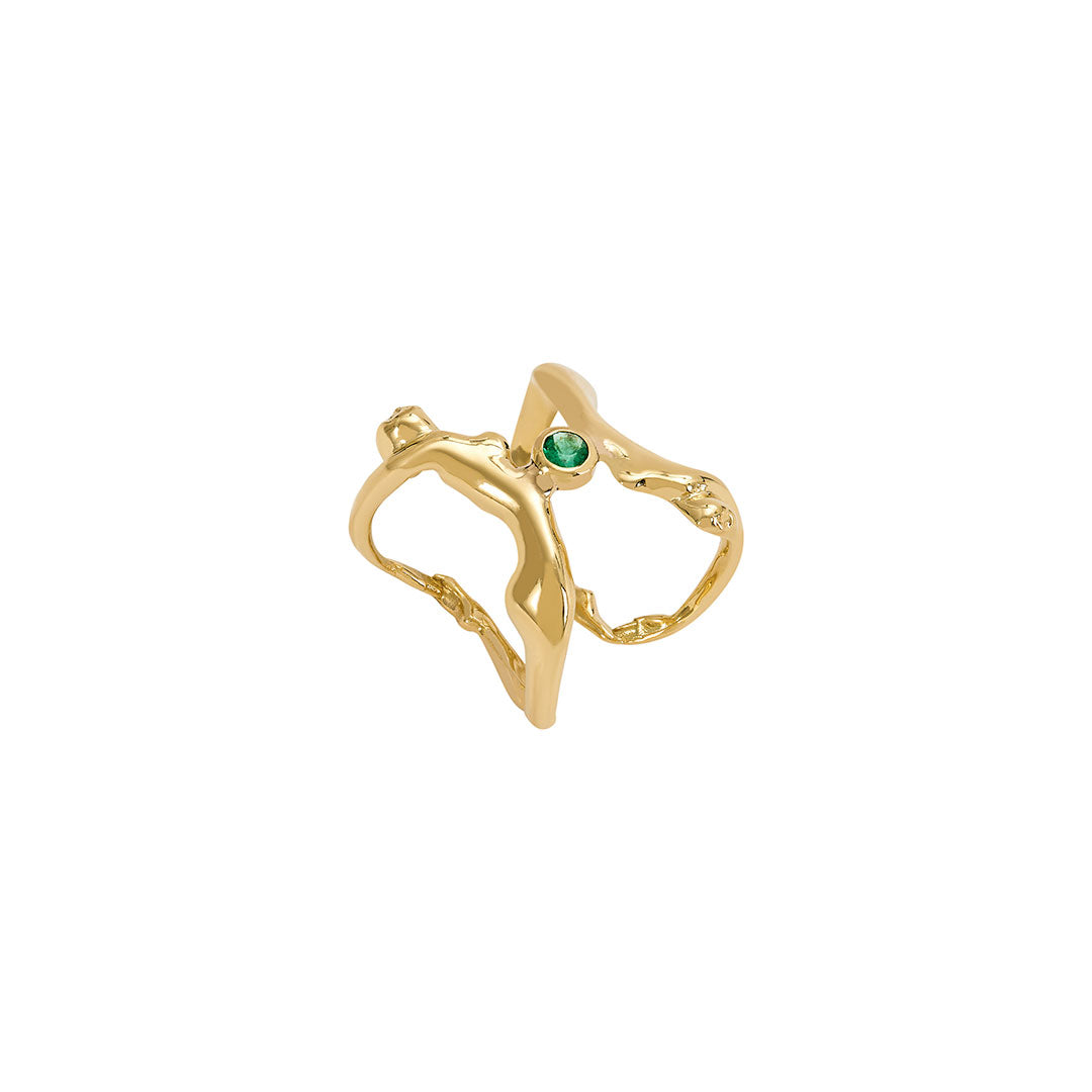 Paola Vilas 18k gold ring of bodies with emerald