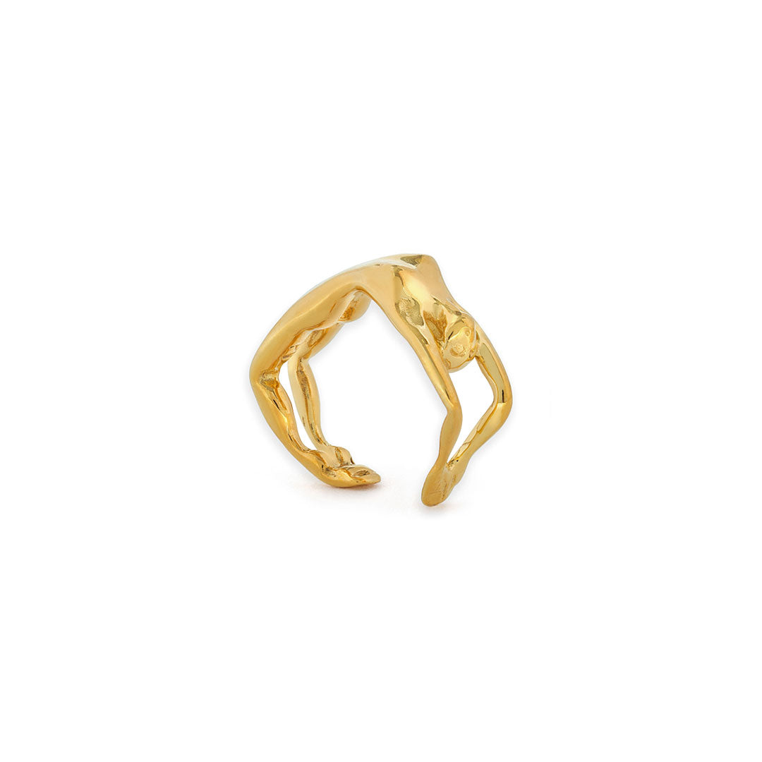 Paola Vilas female body ring in sterling silver with 18k gold plating