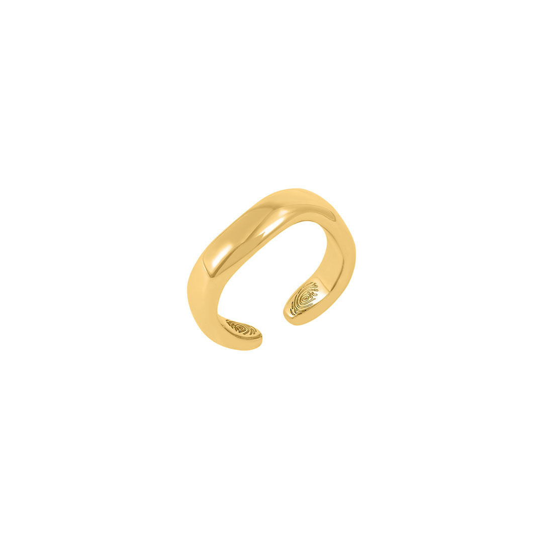 Paola Vilas minimalist finger ring with engraved fingerprint in sterling silver with 18k gold plating
