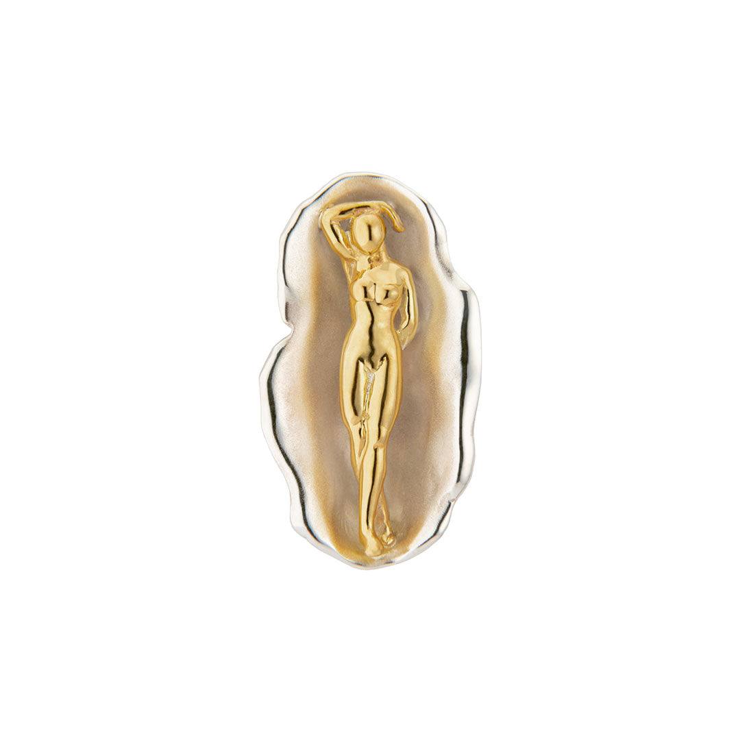 Paola Vilas sterling silver ring with 18k gold plating of Venus in a shell