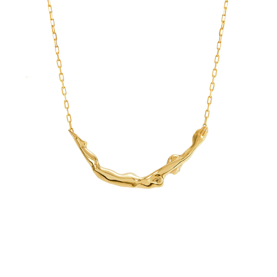 Paola Vilas necklace in sterling silver with 18k gold plating featuring a small female body