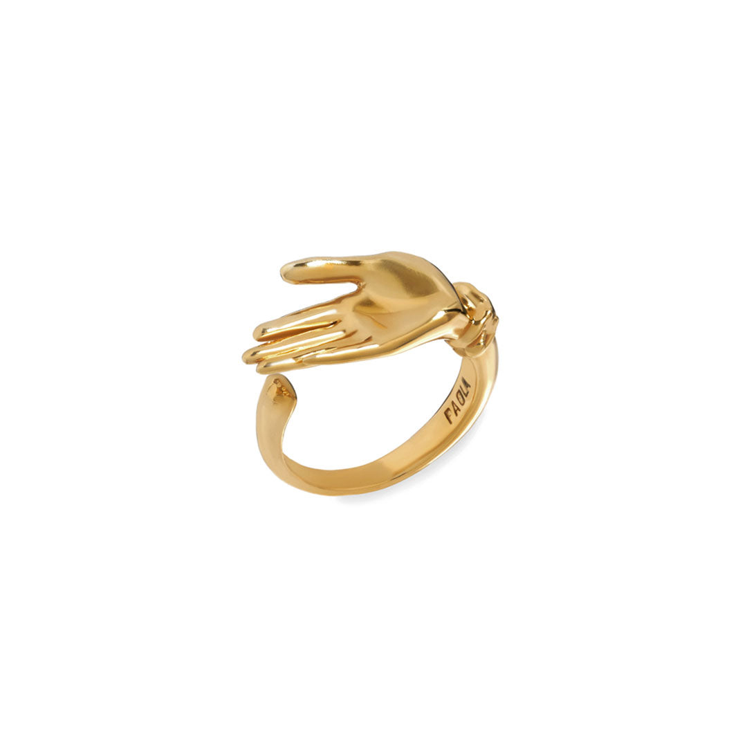 Paola Vilas palm ring in sterling silver with 18k gold plating