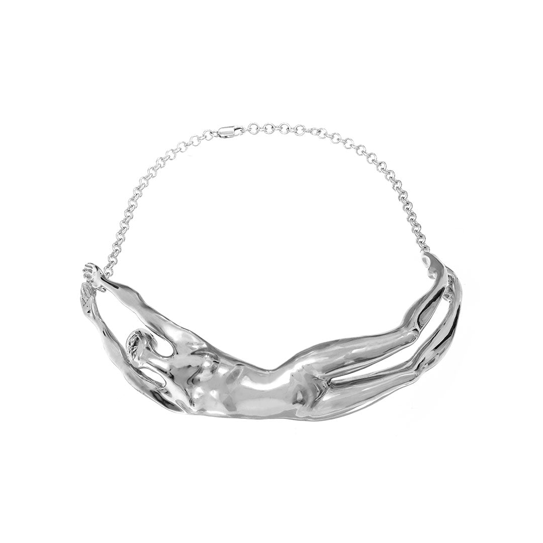 Paola Vilas necklace featuring a female body in sterling silver