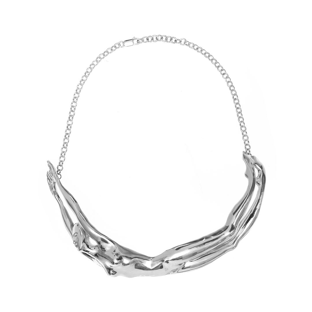 Paola Vilas choker featuring a female body in sterling silver