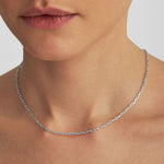 Model wearing 40cm Cartier chain in sterling silver