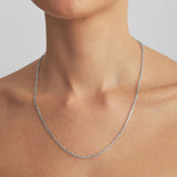 Model wearing 50cm Cartier chain in sterling silver