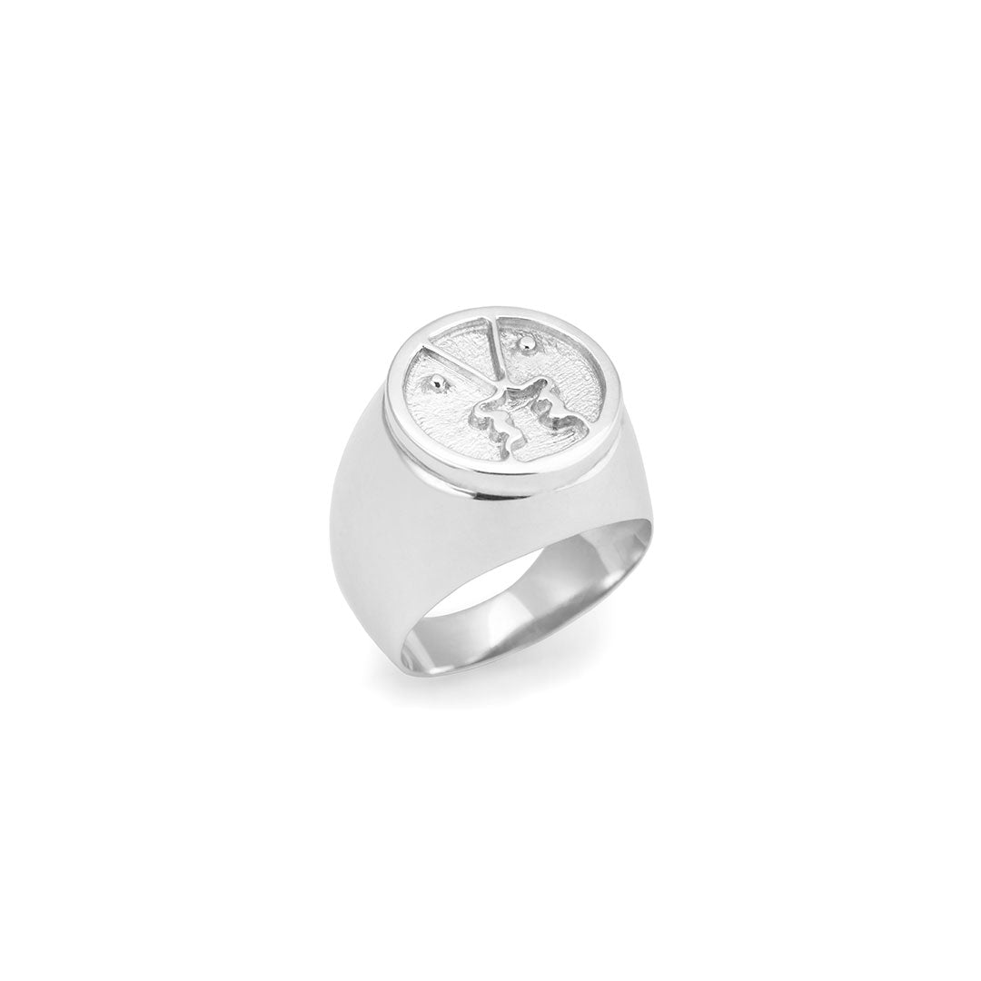 Chevalier ring in sterling silver of minimalistic faces