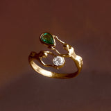 Nós Emerald and Diamond Ring in 18k Gold