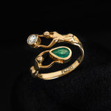 Nós Emerald and Diamond Ring in 18k Gold