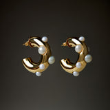 Cosmo White Pearl Hoop Earring