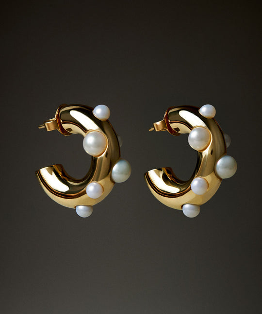 Cosmo White Pearl Hoop Earring