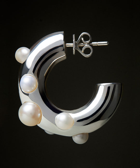 Cosmo White Pearl Hoop Earring