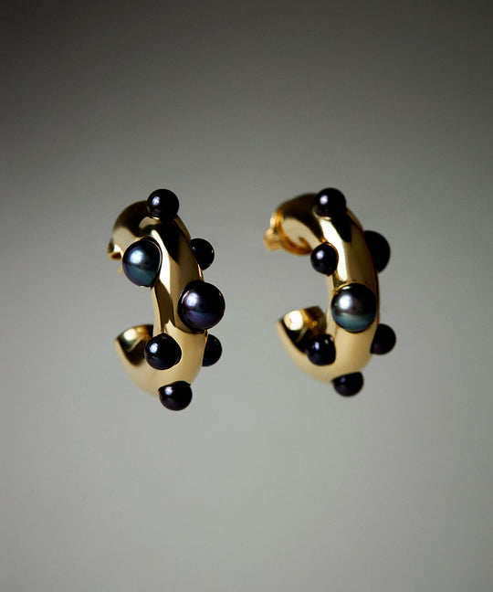Cosmo Black Pearl Hoop Earring