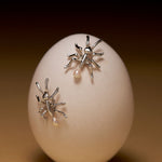 Surrealist ant earrings in sterling silver with pearls