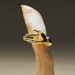 Sculptural palm-shaped ring in sterling silver with 18k gold plating