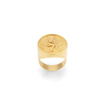 Chevalier ring in sterling silver with 18k gold plating of a flying fish