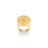 Chevalier ring in sterling silver with 18k gold plating of a flying fish