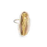 Sterling silver ring with 18k gold plating of Venus in a shell
