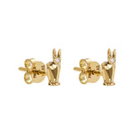 Paola Vilas earrings in 18k gold of mini hand in peace sign with diamonds