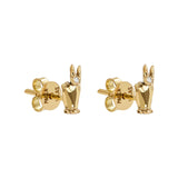 Paola Vilas earrings in 18k gold of mini hand in peace sign with diamonds