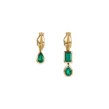 Paola Vilas asymmetrical 18k gold earrings of hands adorned with emeralds and diamonds