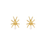 Paola Vilas ant earrings in sterling silver with 18k gold plating and pearls