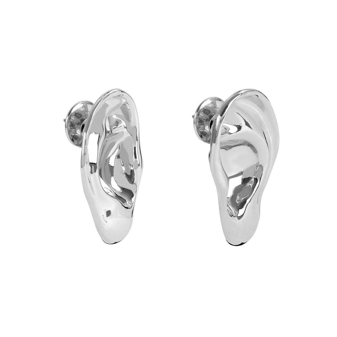 Paola Vilas earring of sculpted ear in sterling silver