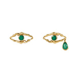 Paola Vilas earrings in 18k gold and emeralds with bodies forming eyes