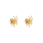 Ant earrings in sterling silver with 18k gold plating and pearls