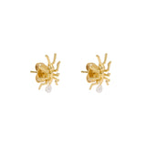 Ant earrings in sterling silver with 18k gold plating and pearls