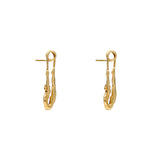 Paola Vilas safety pin earring with female body in sterling silver with 18k gold plating