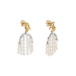 Paola Vilas earring with hand and body in 18k gold-plated sterling silver adorned with pearls