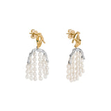 Paola Vilas earring with hand and body in 18k gold-plated sterling silver adorned with pearls