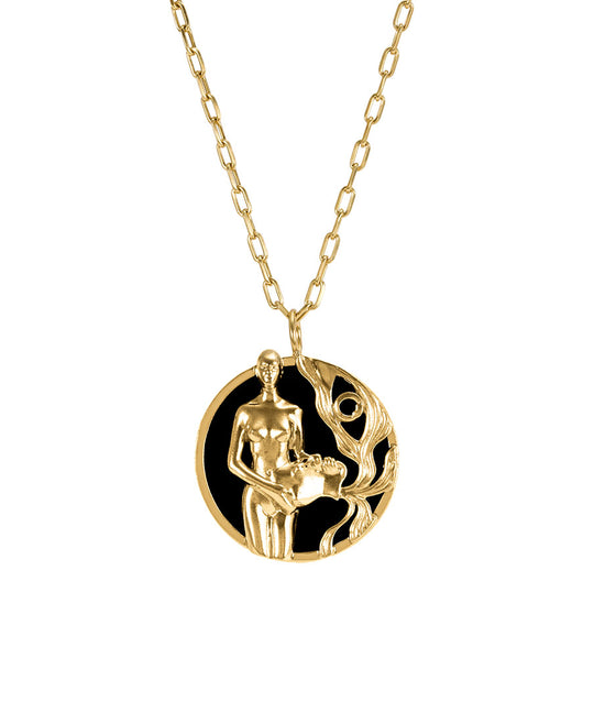 Aquarius sign necklace in sterling silver with 18k gold plating