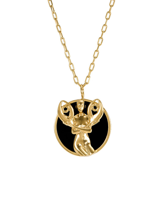 Cancer sign necklace in sterling silver with 18k gold plating