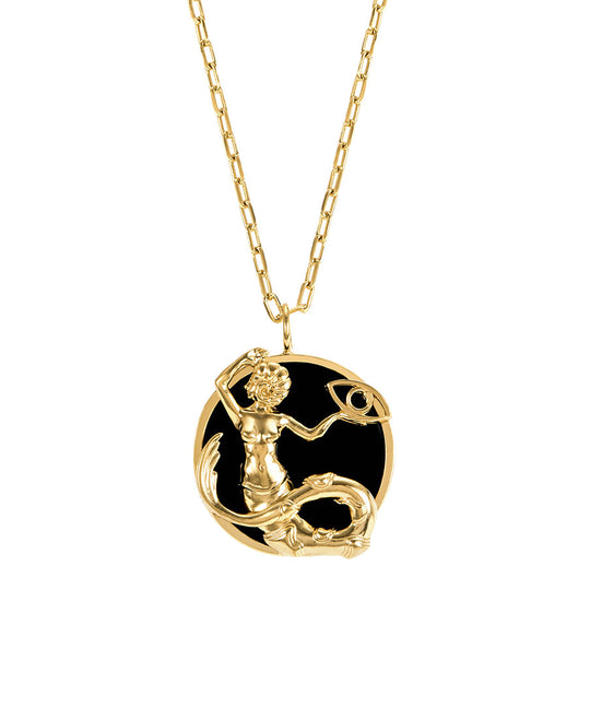 Capricorn sign necklace in sterling silver with 18k gold plating