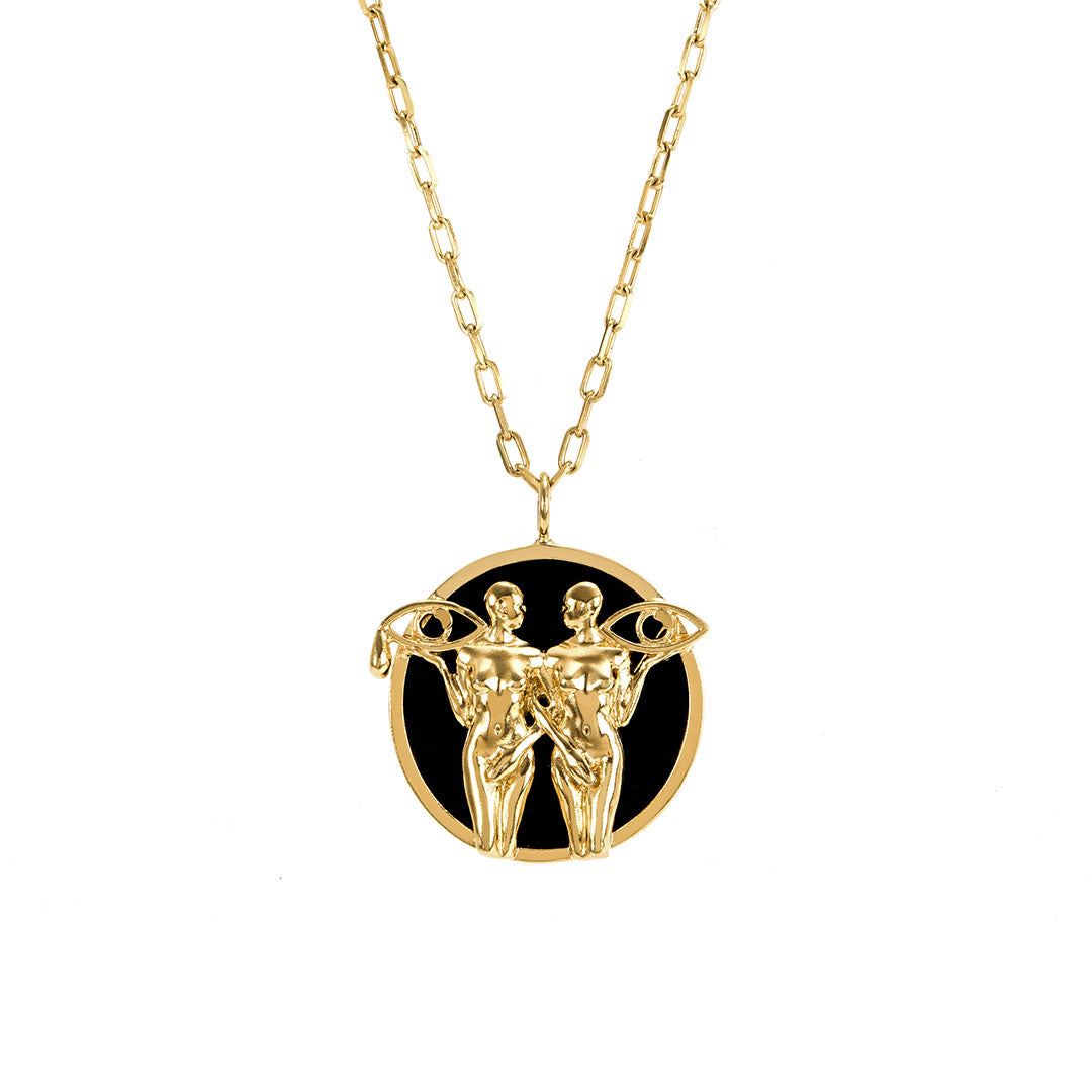 Gemini sign necklace in sterling silver with 18k gold plating