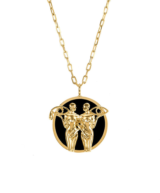 Gemini sign necklace in sterling silver with 18k gold plating