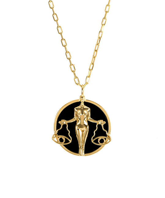 Libra sign necklace in sterling silver with 18k gold plating
