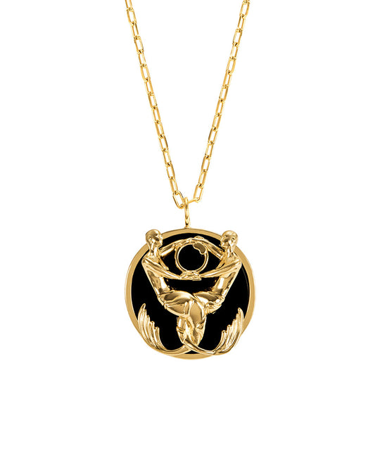 Pisces sign necklace in sterling silver with 18k gold plating