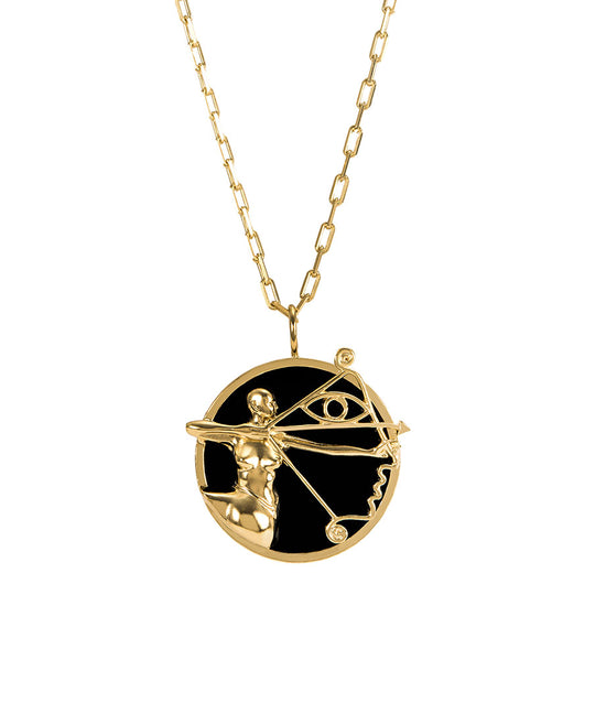 Paola Vilas zodiac necklace of Sagittarius in sterling silver with 18k gold plating