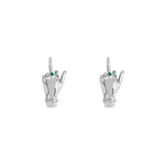 Paola Vilas sterling silver middle finger earring with emeralds