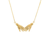 Paola Vilas mini necklace in 18k gold of hands with diamond