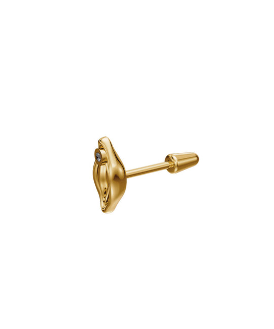 Paola Vilas 18k gold vulva piercing adorned with a diamond