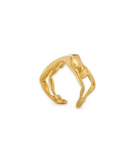 Paola Vilas female body ring in sterling silver with 18k gold plating