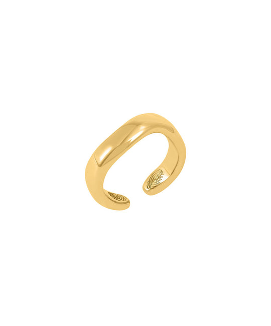 Paola Vilas minimalist finger ring with engraved fingerprint in sterling silver with 18k gold plating