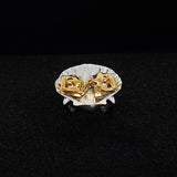Paola Vilas sterling silver ring with 18k gold plating of a shell with women