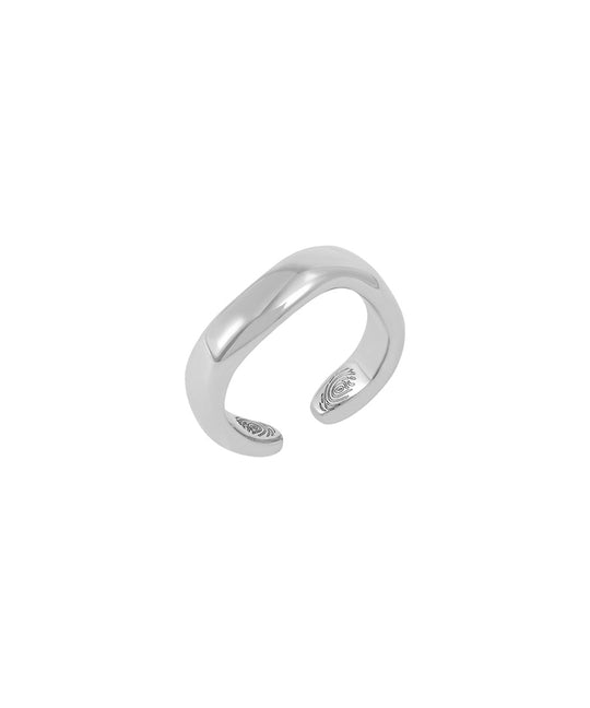 Paola Vilas minimalist finger ring with engraved fingerprint in sterling silver